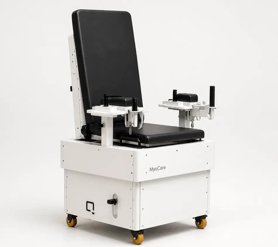 Silla MyoCare de QUALITY-CARE para evaluar fuerza, equilibrio, movilidad y control.