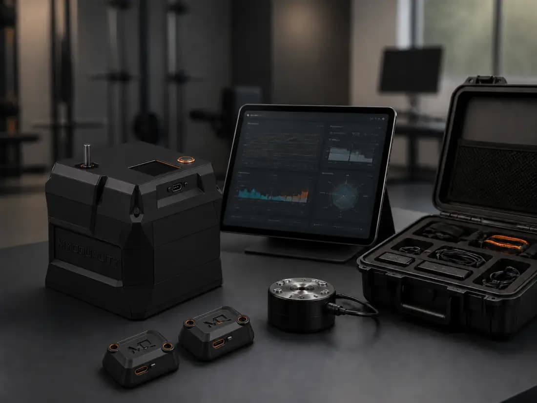 Modular MyoQuality configuration with real devices, sensors, the MQ+ platform and accessories.